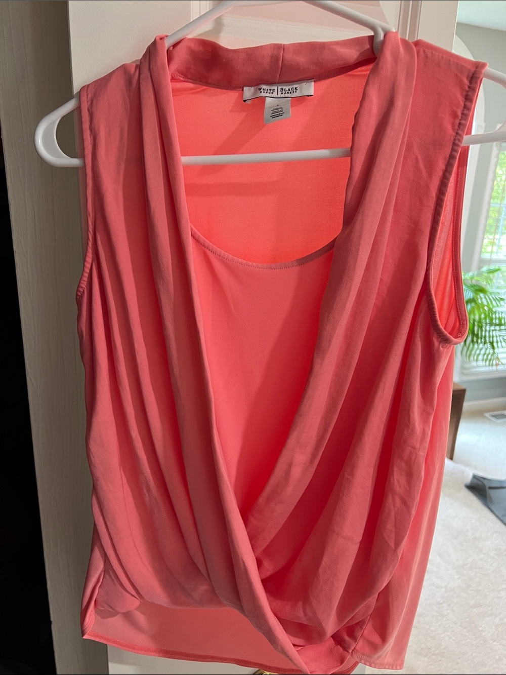 White House Black Market Coral Drape-Front Sleeveless Camisole